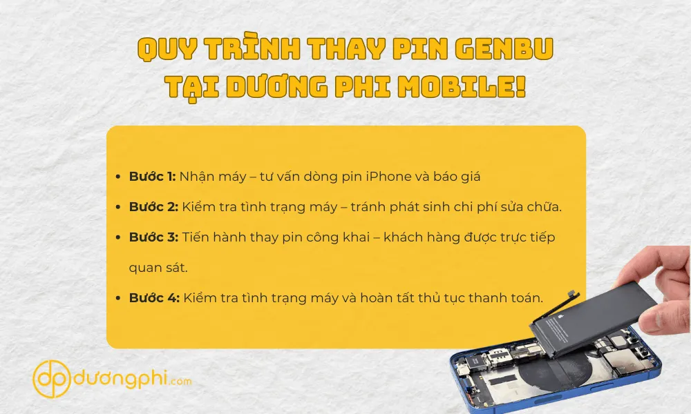 Thay pin iPhone Genbu - Bảo hành trọn đời