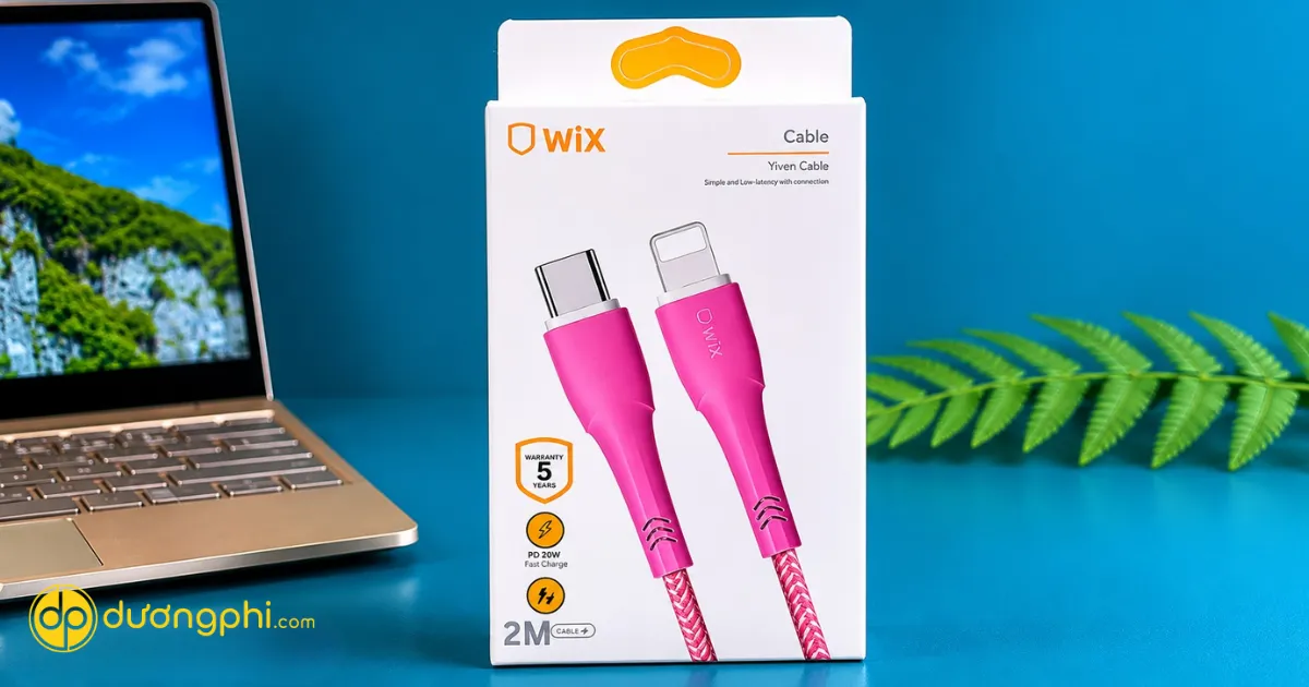 Cáp Sạc Bọc Dù Wix Usb Type-C To Lightning 2M 1 Cáp Sạc Bọc Dù Wix Type-C To Lightning 2M Hỗ Trợ Sạc Nhanh Pd 20W, Dây Bọc Dù Bền Bỉ, Phù Hợp Cho Iphone Và Ipad.