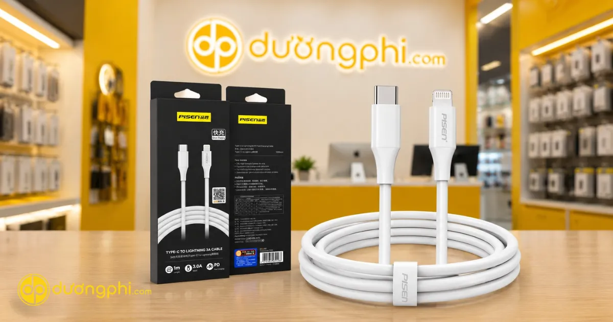 Cáp Sạc Pisen Type-C To Lightning 3A 1M Hỗ Trợ Sạc Nhanh Pd, Truyền Dữ Liệu Ổn Định Cho Iphone Và Ipad.