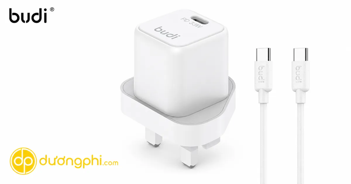 Củ Sạc Budi 33W Pd Hỗ Trợ Sạc Nhanh Qua Cổng Usb-C, Thiết Kế Nhỏ Gọn, Phù Hợp Cho Điện Thoại, Máy Tính Bảng Và Nhiều Thiết Bị.