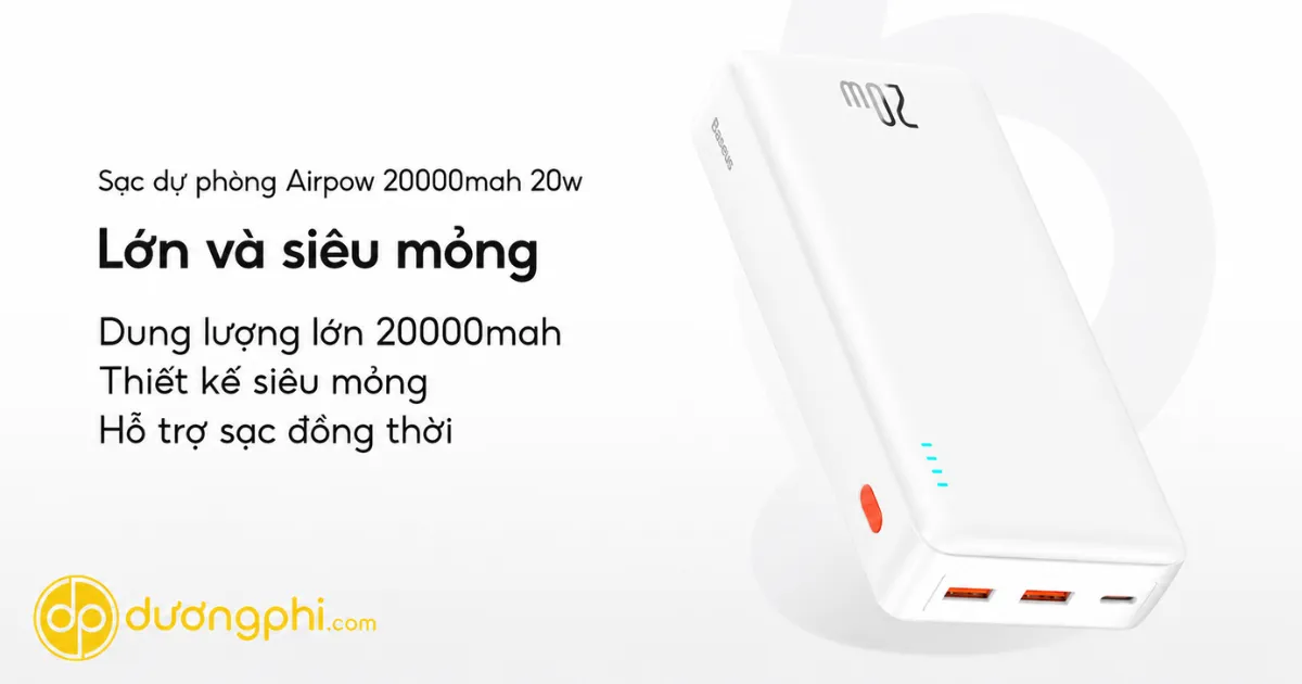 Sạc Dự Phòng Baseus Airpow 20000Mah Hỗ Trợ Sạc Nhanh Pd 20W