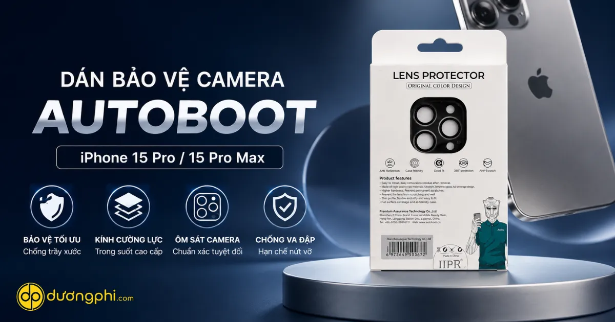 Dán Bảo Vệ Camera Autoboot Iphone 15 Pro/15 Pro Max Chống Trầy Xước, Bảo Vệ Ống Kính Hiệu Quả, Độ Trong Suốt Cao, Dễ Dán, Không Ảnh Hưởng Chất Lượng Ảnh.
