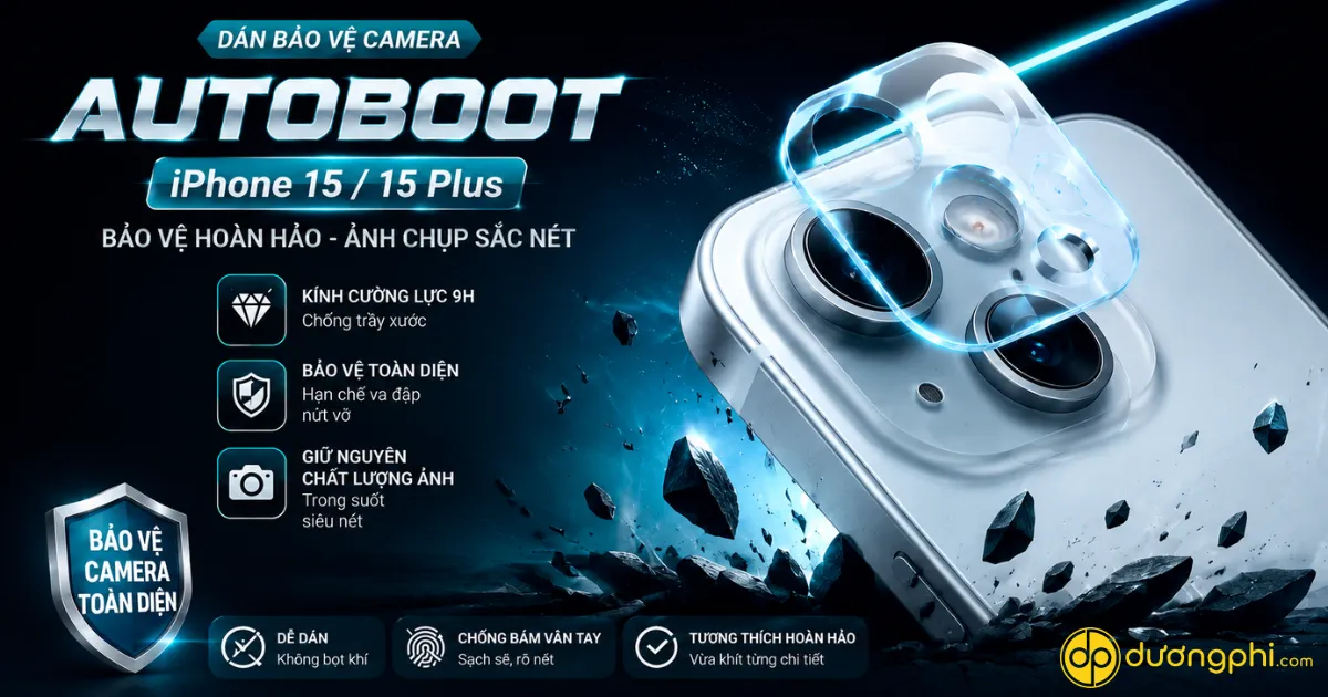 Dán Bảo Vệ Camera Autoboot Cho Iphone 15 Và Iphone 15 Plus Giúp Bảo Vệ Cụm Camera Khỏi Trầy Xước, Bụi Bẩn Và Va Chạm Trong Quá Trình Sử Dụng.