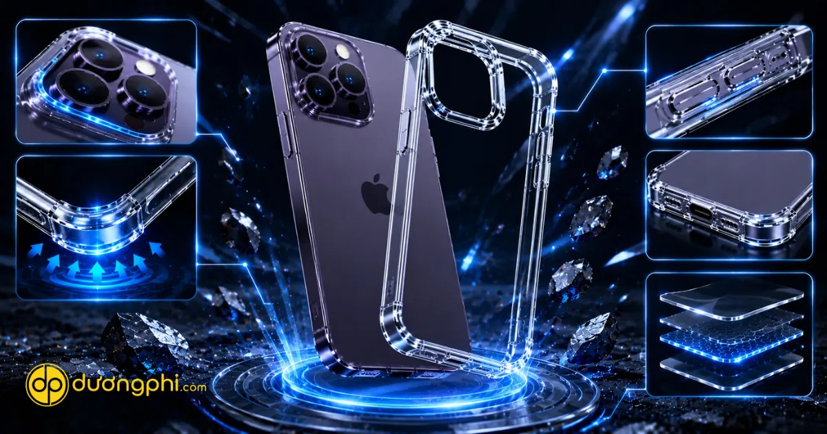 Ốp Lưng Trong Suốt Cho Iphone 14 Pro Với Khả Năng Chống Sốc 4 Góc, Bảo Vệ Camera Và Hạn Chế Trầy Xước Trong Quá Trình Sử Dụng.