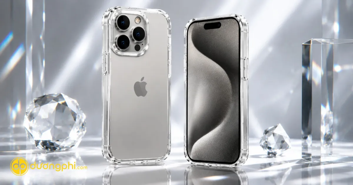 Ốp Lưng Iphone 15 Pro   Trong Suốt  Ôm Sát Thân Máy, Chống Trầy Xước Và Giữ Thiết Bị Luôn Như Mới.
