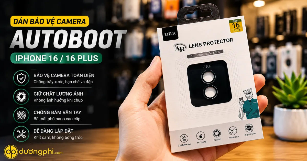Dán Bảo Vệ Camera Autoboot Cho Iphone 16/16 Plus Với Thiết Kế Siêu Mỏng, Trong Suốt, Chống Trầy Xước Hiệu Quả, Bảo Vệ Cụm Camera Khỏi Va Đập Và Bụi Bẩn.