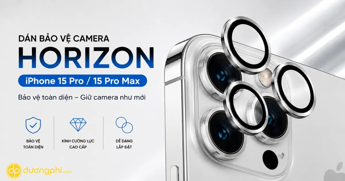 Dán Bảo Vệ Camera Horizon Iphone 15 Pro/15 Pro Max Giúp Bảo Vệ Cụm Camera Khỏi Trầy Xước, Bụi Bẩn Và Các Tác Động Trong Quá Trình Sử Dụng Hằng Ngày.