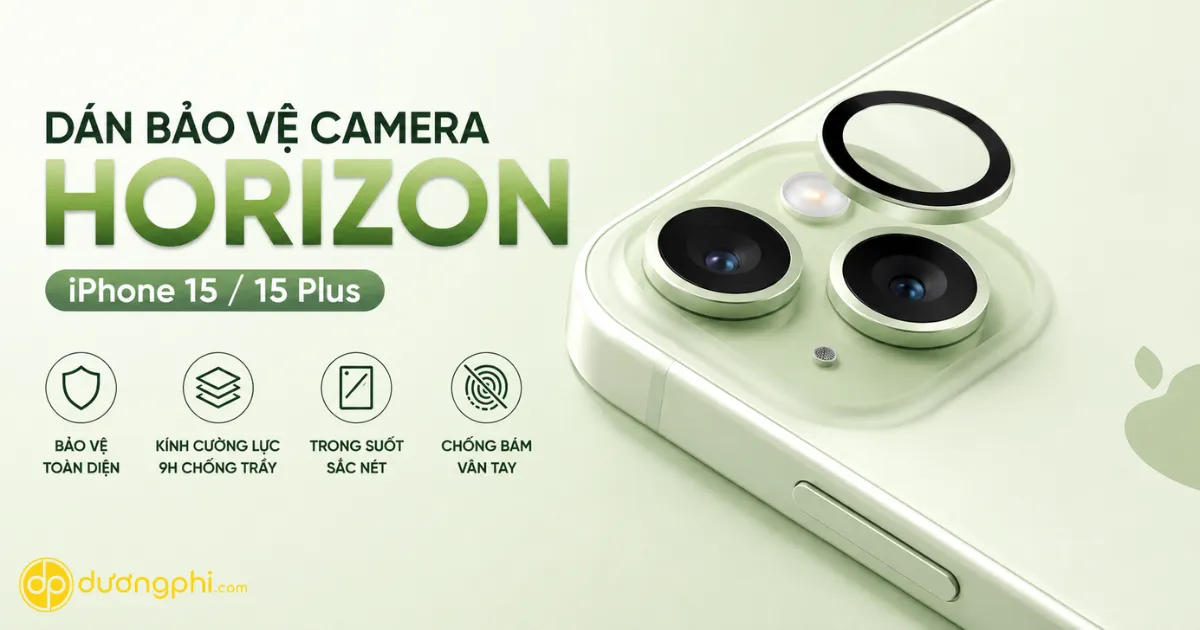 Kính Bảo Vệ Camera Horizon Cho Iphone 15/15 Plus Giúp Chống Trầy Xước, Hạn Chế Va Đập, Giữ Cụm Camera Luôn Sạch Đẹp Và Đảm Bảo Chất Lượng Hình Ảnh Khi Sử Dụng.