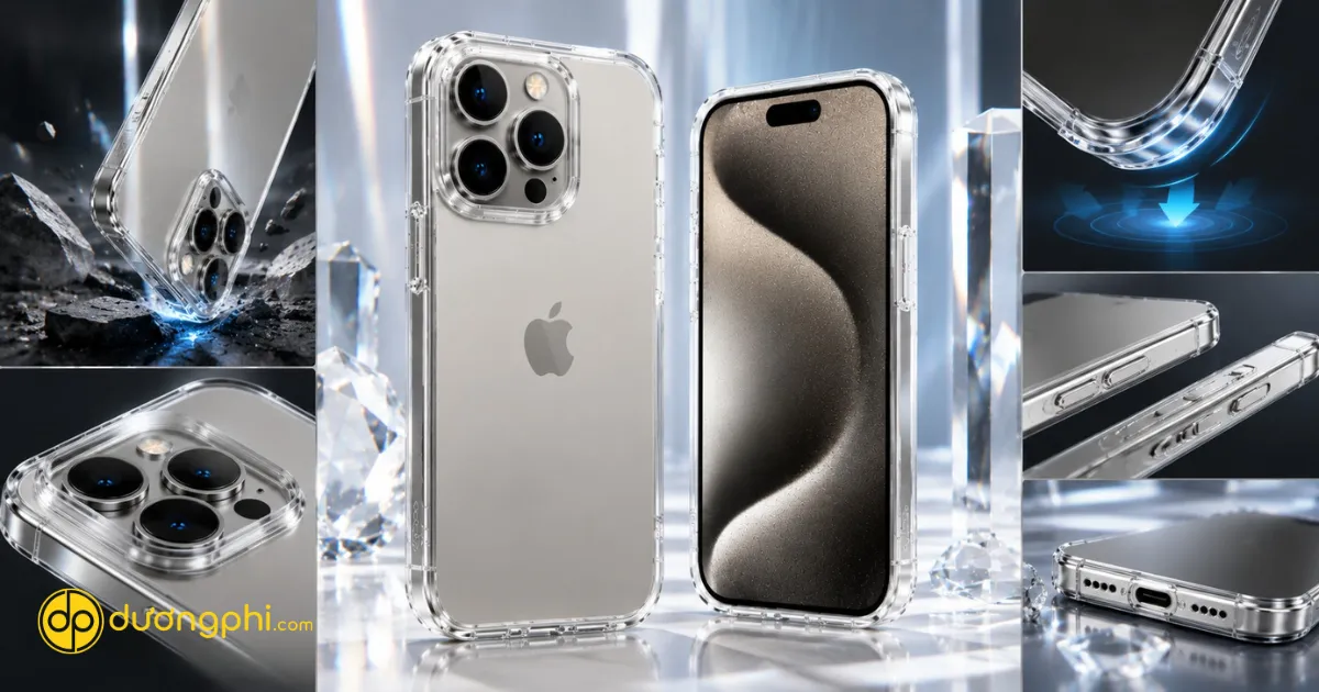 Ốp Lưng Iphone 15 Pro Max Trong Suốt, Chống Trầy Xước Và Hạn Chế Va Đập, Bảo Vệ Thiết Bị Hiệu Quả Hằng Ngày.