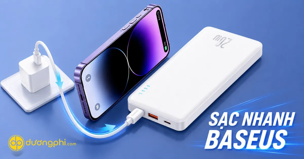 Sạc Dự Phòng Baseus Airpow 20000Mah Hỗ Trợ Sạc Nhanh Pd 20W