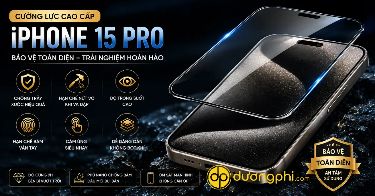 Cường Lực Cao Cấp Iphone 15 Pro 1 Cường Lực Cao Cấp Iphone 15 Pro Chống Trầy Xước Và Bảo Vệ Màn Hình Toàn Diện