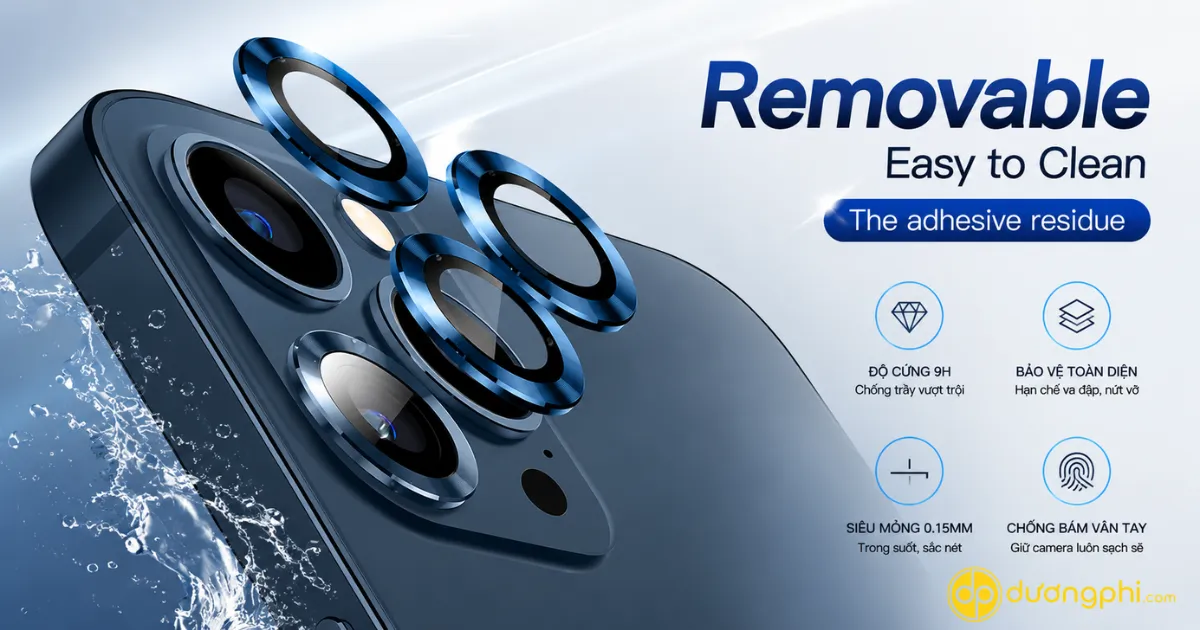 Miếng Dán Bảo Vệ Camera Kuzoom Cho Iphone 12 Pro Max Với Thiết Kế Chuẩn Xác Theo Cụm Camera, Chống Trầy Xước Hiệu Quả Và Giữ Nguyên Chất Lượng Hình Ảnh Khi Sử Dụng.