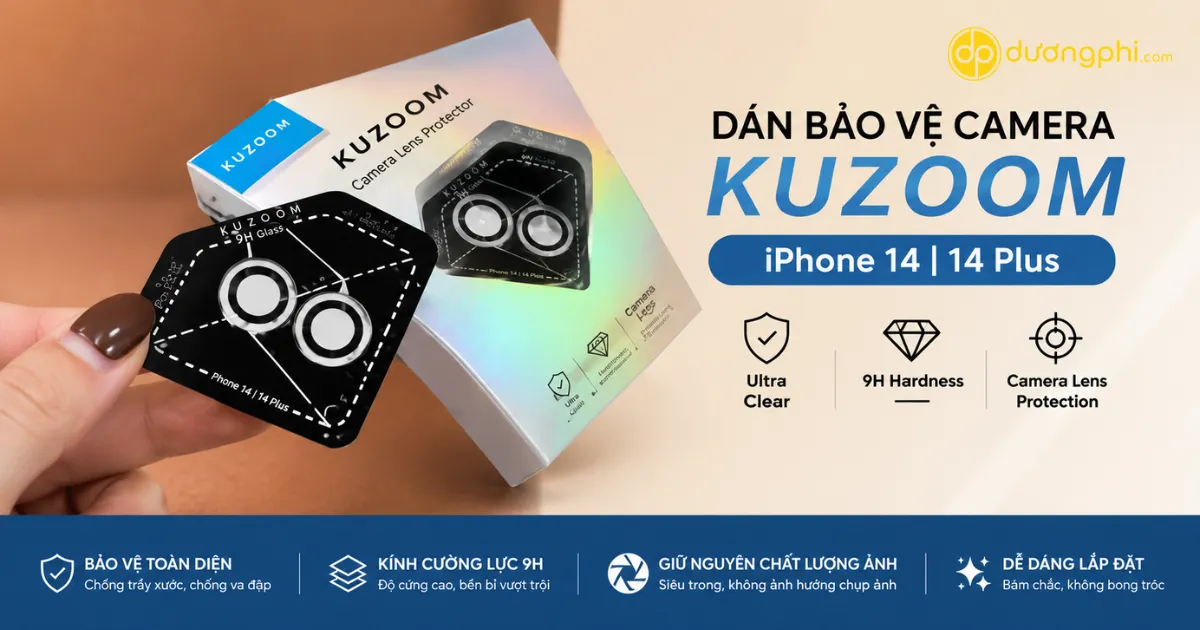 Dán Bảo Vệ Camera Kuzoom Iphone 14/14 Plus, Chống Trầy Xước, Chống Va Đập, Giữ Chất Lượng Ảnh Sắc Nét.