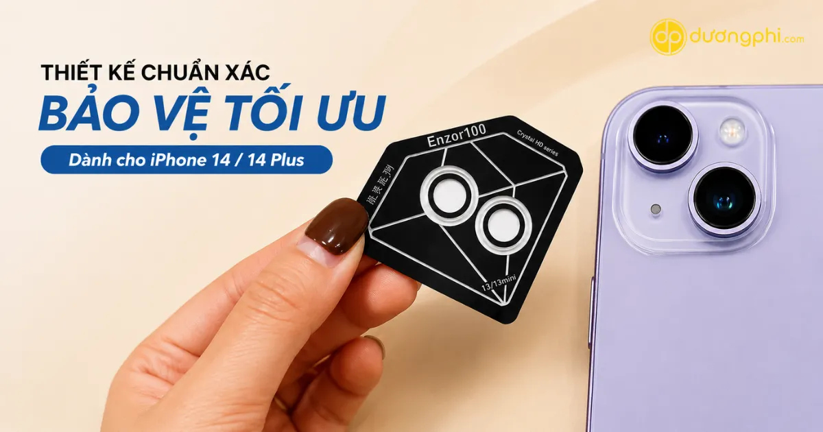 Dán Camera Kuzoom Iphone 14/14 Plus Thiết Kế Chuẩn Xác, Ôm Khít Cụm Camera, Chống Trầy Hiệu Quả Và Không Ảnh Hưởng Chất Lượng Ảnh.