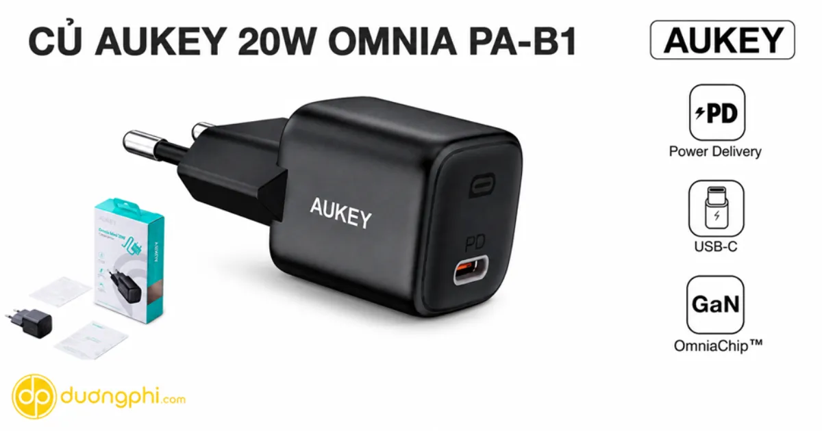 Củ Sạc Aukey 20W Type-C Pd 1 Củ Sạc Aukey 20W Type-C Pd