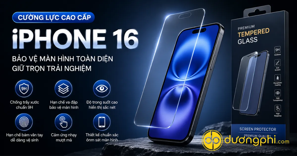 Kính Cường Lực Cao Cấp Cho Iphone 16 Chống Trầy Xước Và Va Đập