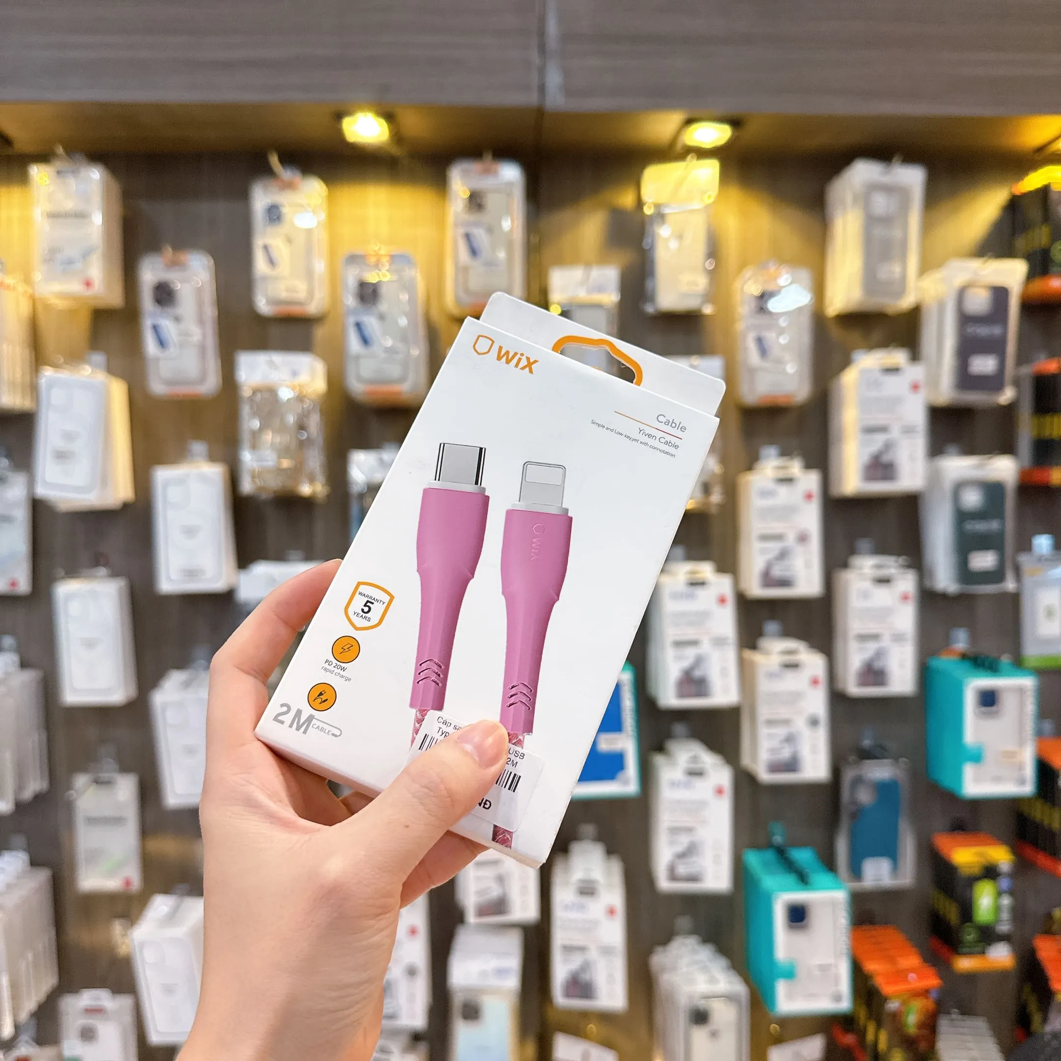 Cáp sạc bọc dù Wix USB Type C to Lightning 2M Pink