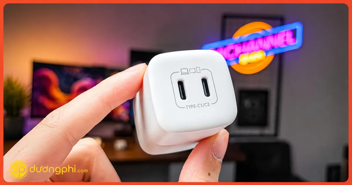 Củ Sạc Lisen 20W Tích Hợp 2 Cổng Type-C, Hỗ Trợ Sạc Nhanh Nhiều Thiết Bị Cùng Lúc, Thiết Kế Nhỏ Gọn Và Tiện Dụng.