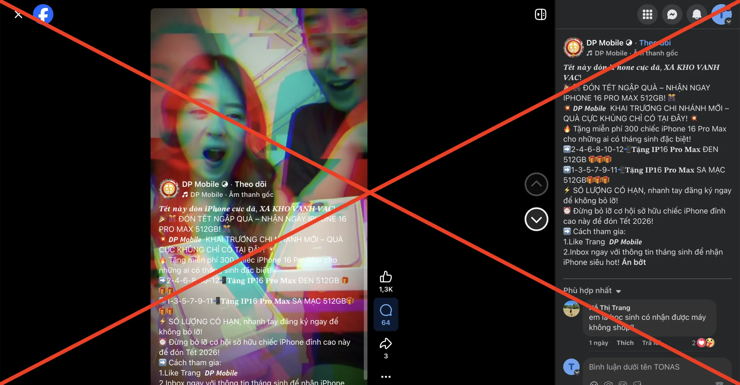 Xuất hiện nhiền Fanpage giả mạo Dương Phi Mobile để lừa tiền khách hàng
