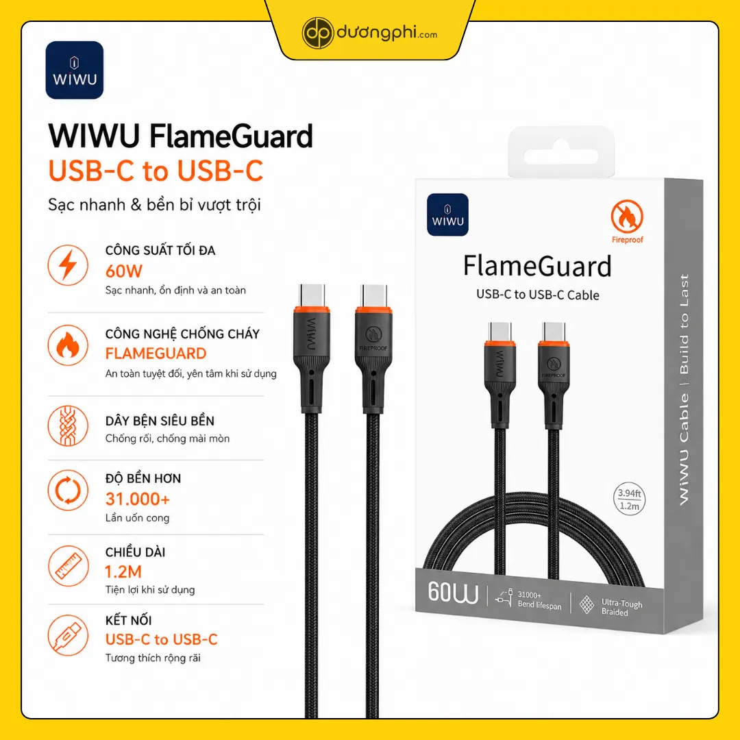 cap usb c to usb c wiwu flameguard