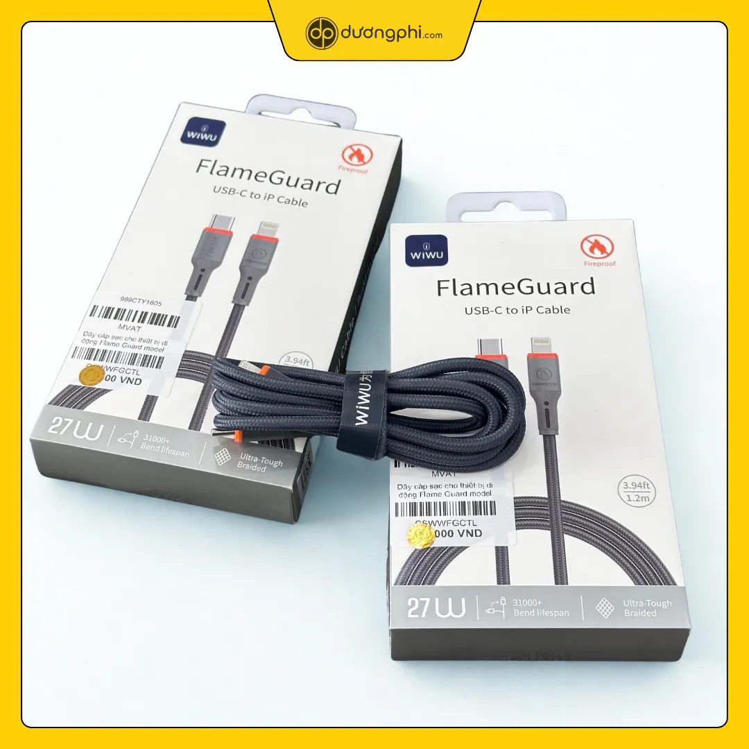 hộp đựng cáp sạc wiwu flameguard 27w hai hộp cáp sạc nhanh wiwu flameguard 27w chính hãng nguyên seal