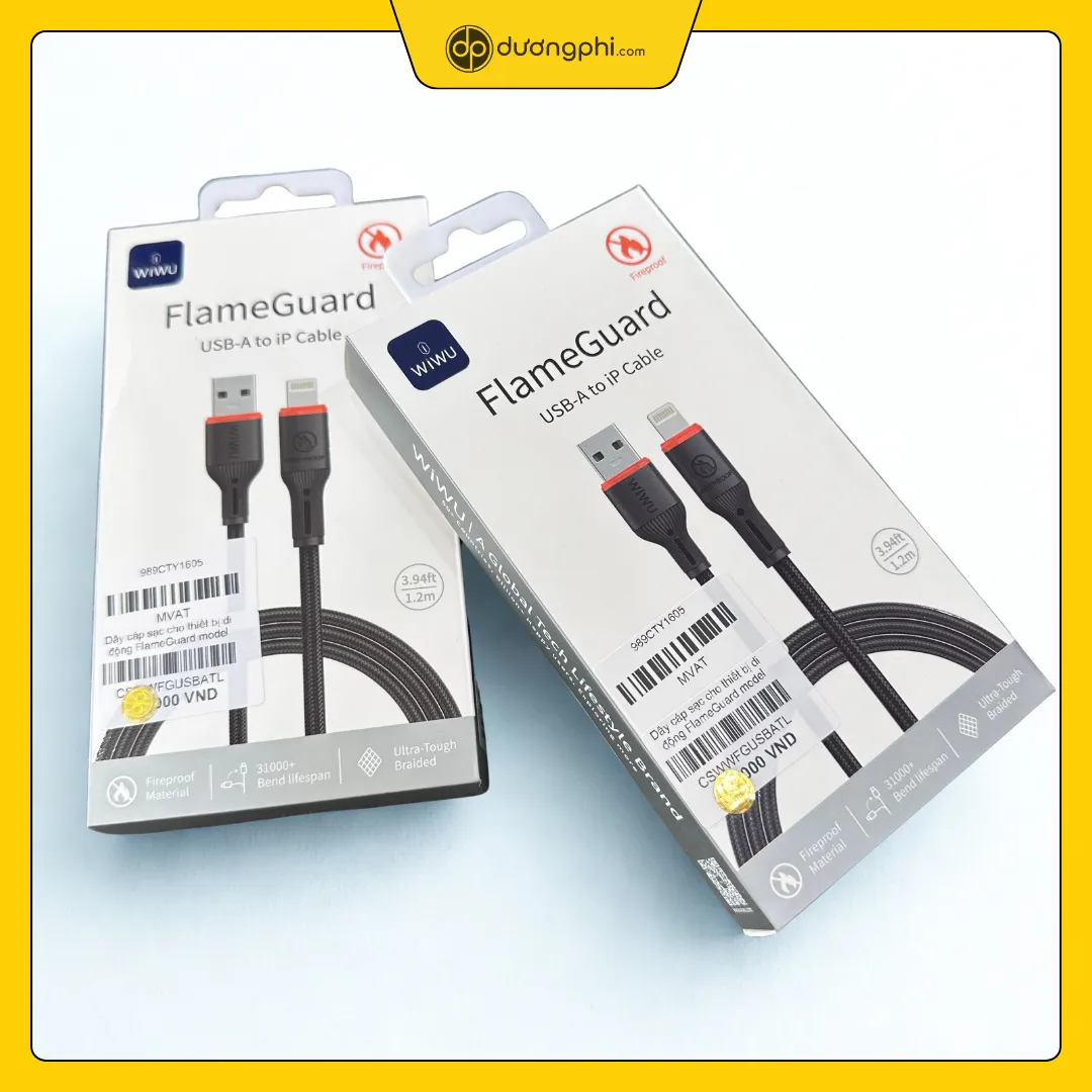 cáp sạc wiwu flameguard usb-a to lightning nguyên hộp hai hộp sản phẩm cáp sạc wiwu flameguard usb-a to lightning chính hãng tại cửa hàng