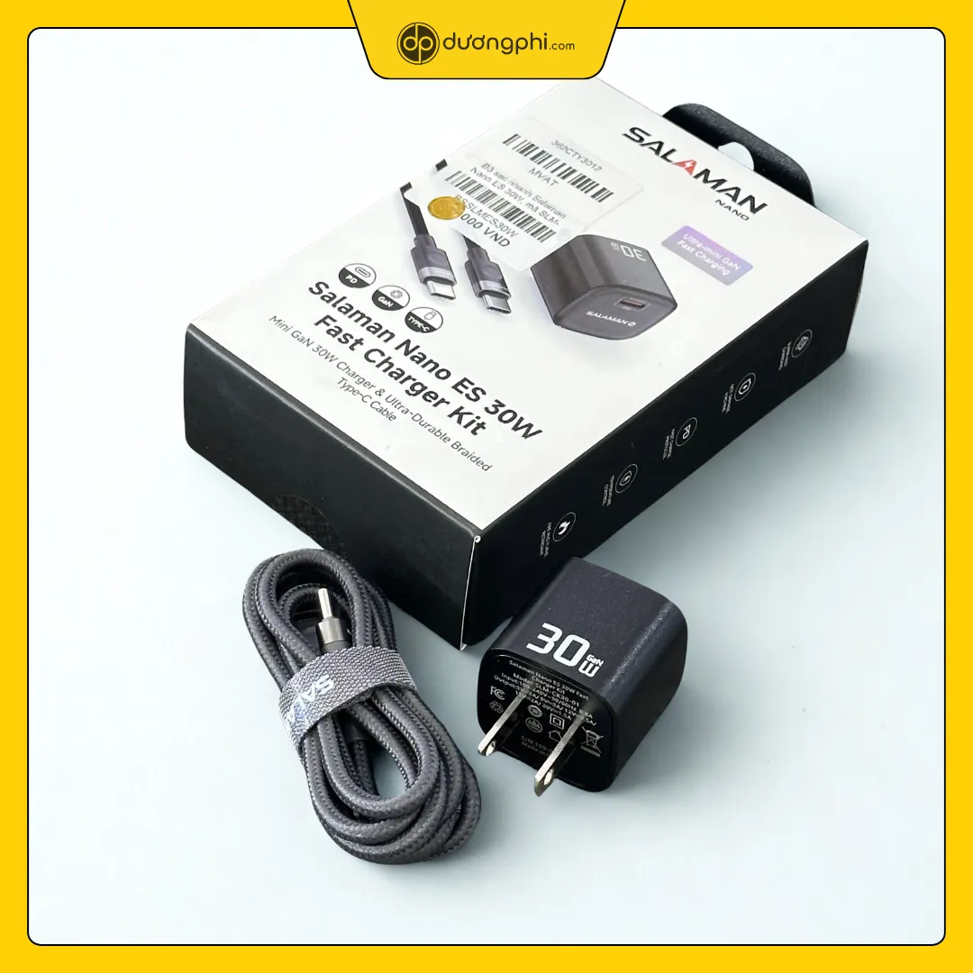 ảnh thực tế sạc salaman 30w đen