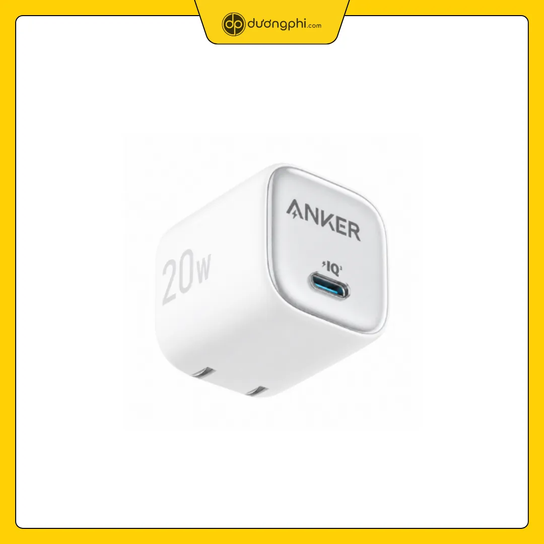 cận cảnh củ sạc anker zolo 1c 20w màu trắng cổng type ccận cảnh củ sạc anker zolo 1c 20w màu trắng cổng type c
