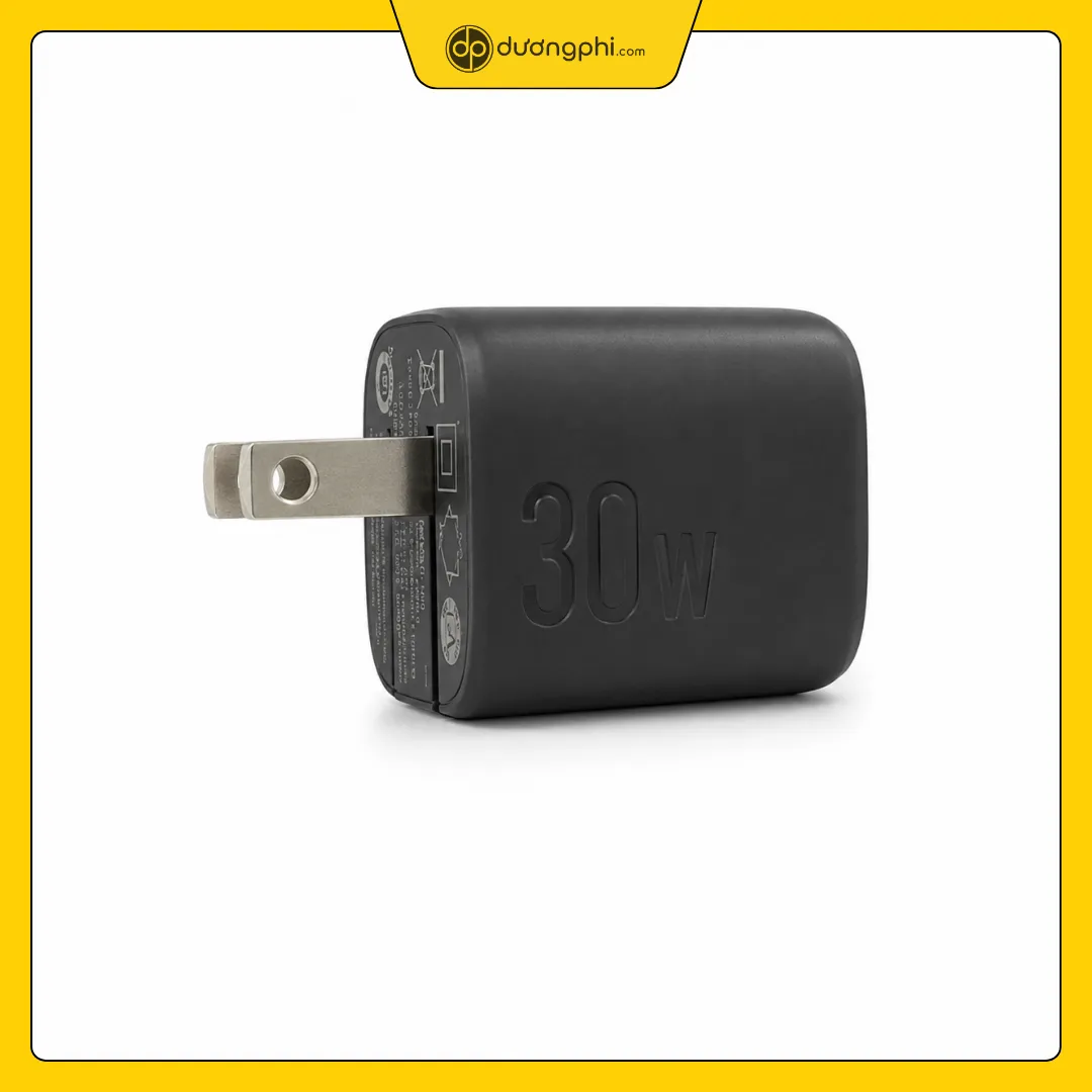 góc nghiêng củ sạc anker zolo 30w màu đen